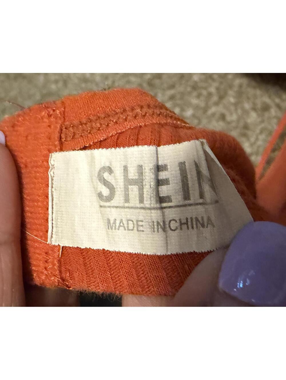 BRA SHEIN Orange Ribbed Strappy Triangle Bralette Size M - Picture 5 of 6